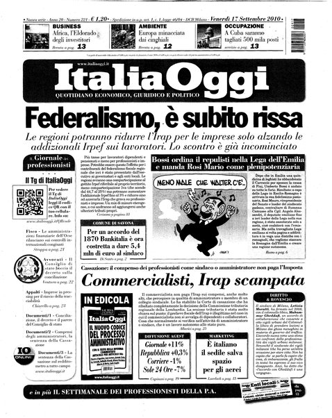 Italia oggi : quotidiano di economia finanza e politica